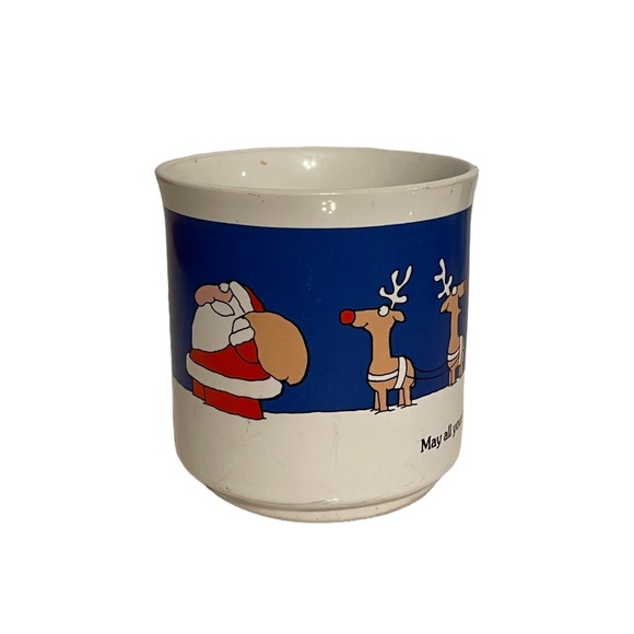 Santa Boynton Vintage Reindeer w/ Santa on Roof Coffee Cocoa Mug - Picture 3 of 9